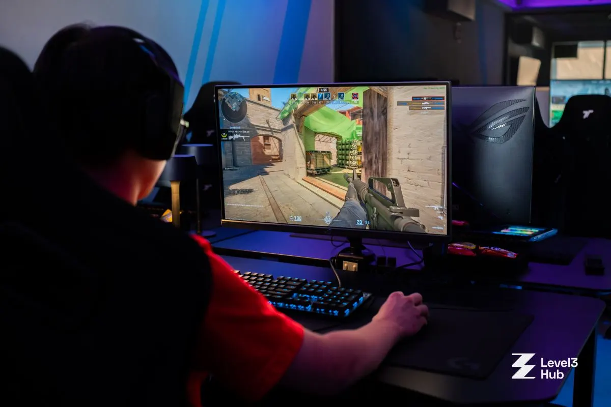 A player at a gaming PC